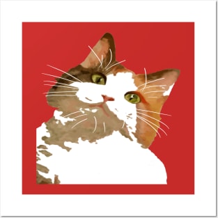 Cute Calico Cat With Tilted Head Posters and Art